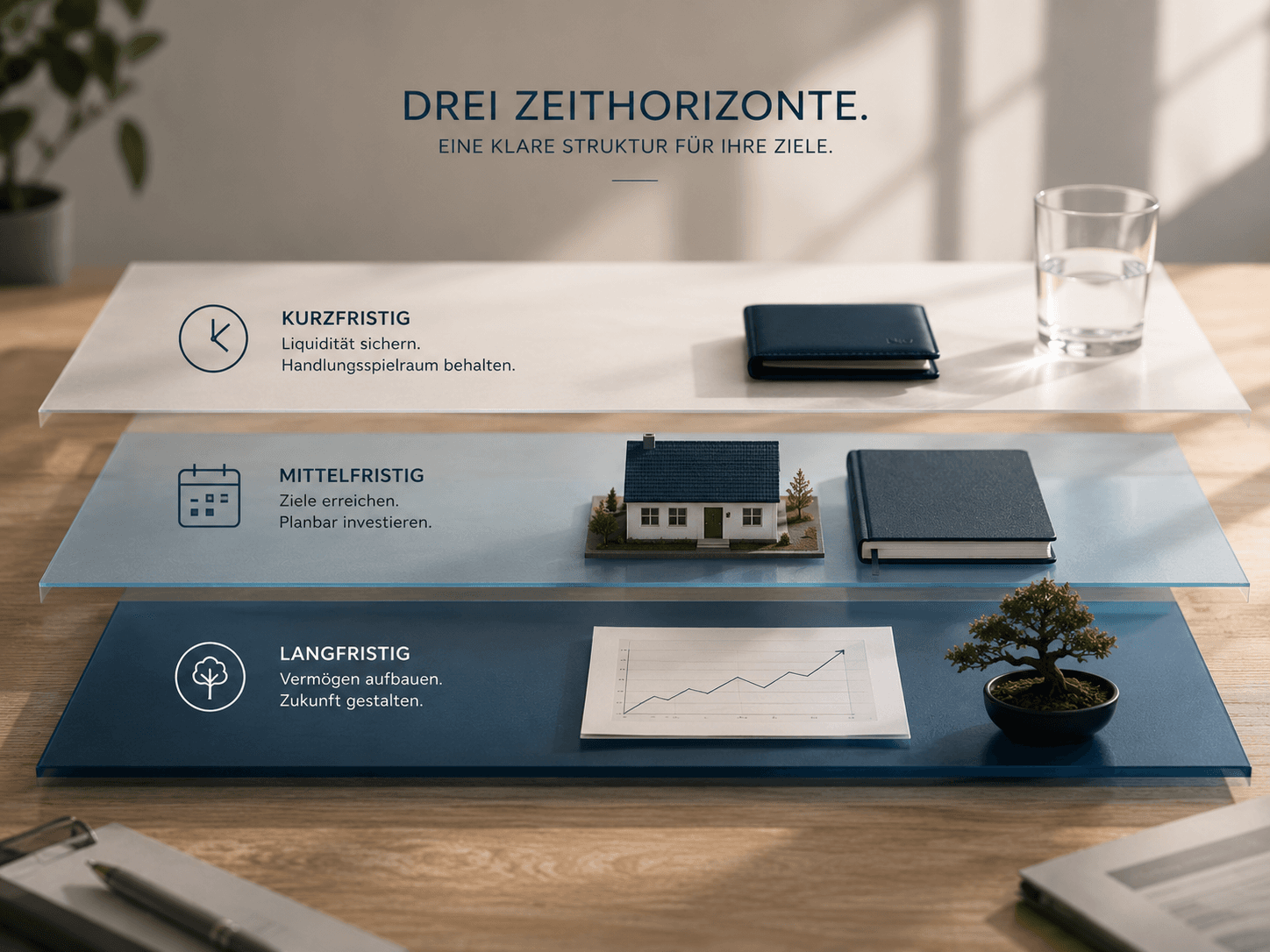 Infografik mit den Zeithorizonten kurzfristig, mittelfristig und langfristig.