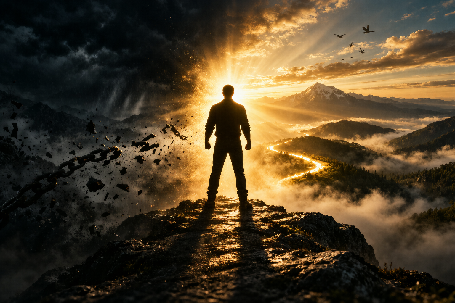 Visuelles Motiv für Transformation, Durchbruch und Perspektivwechsel